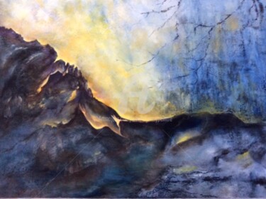 Painting titled "LEVER DU SOLEIL" by Jenny Avenel, Original Artwork, Oil