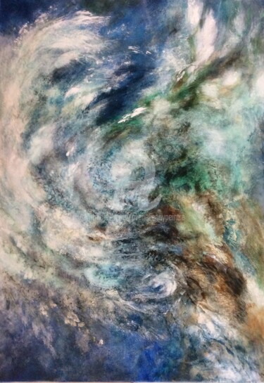 Pittura intitolato "L'OEIL DU CYCLONE-h…" da Jenny Avenel, Opera d'arte originale, Olio