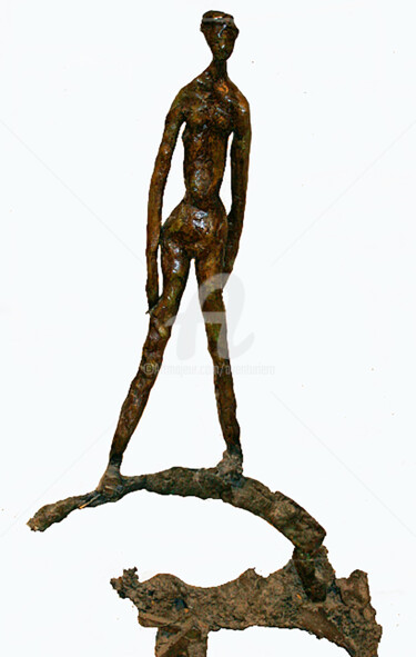 Sculpture intitulée "l'homme en équilibre" par Aventuriero, Œuvre d'art originale, Bronze
