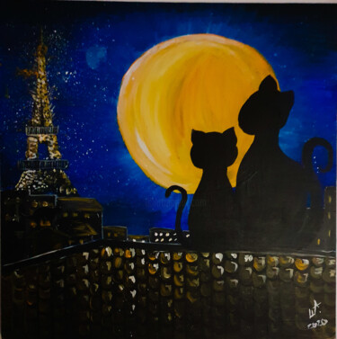 Картина под названием "Cats of paris" - Avenue Gabriel Péri, Подлинное произведение искусства, Акрил