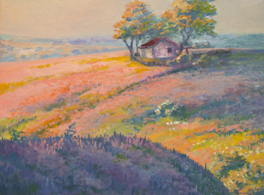 Painting titled "House in the flower…" by Olga Mis, Original Artwork, Oil