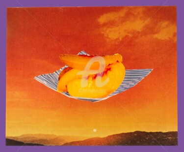 Collagen mit dem Titel "Peach in Sky" von C Avery, Original-Kunstwerk