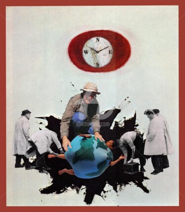 Collagen mit dem Titel "earth day year one" von C Avery, Original-Kunstwerk