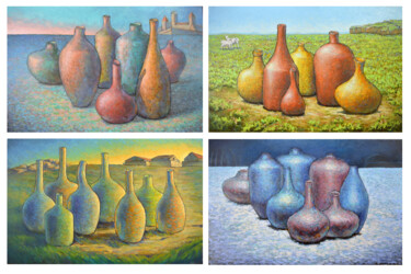 Pintura intitulada "Series of 4 "distin…" por Alex Victor Ihnatenko, Obras de arte originais, Óleo Montado em Armação em mad…