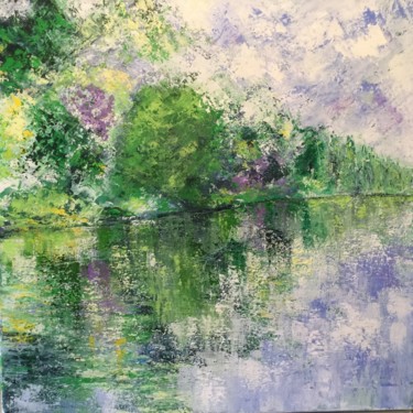 Painting titled "Sur la rivière, cal…" by Anne Vignau, Original Artwork