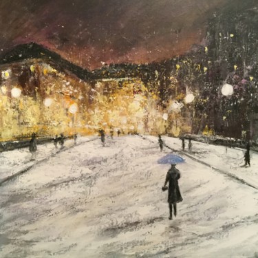 Painting titled "Neige sur la ville" by Anne Vignau, Original Artwork