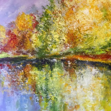 Malerei mit dem Titel "Fin d’été sur le lac" von Anne Vignau, Original-Kunstwerk