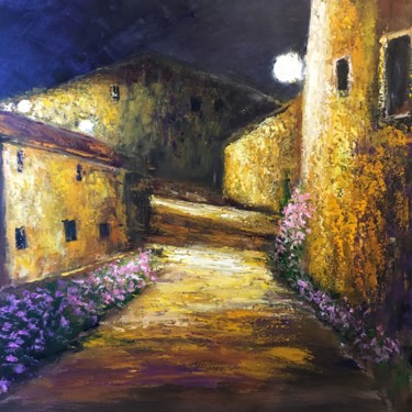Pintura intitulada "Le vieux village" por Anne Vignau, Obras de arte originais
