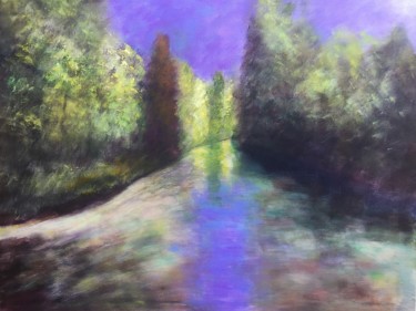 Painting titled "Le canal 2" by Anne Vignau, Original Artwork, Acrylic