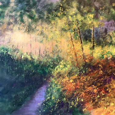 Malerei mit dem Titel "Fin du jour en forêt" von Anne Vignau, Original-Kunstwerk, Acryl