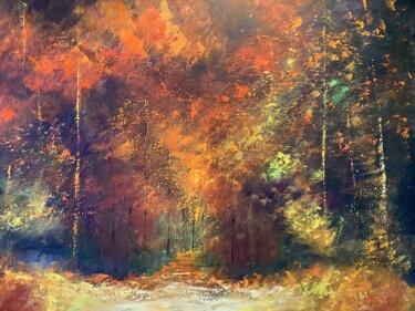 Painting titled "La forêt lointaine" by Anne Vignau, Original Artwork, Acrylic