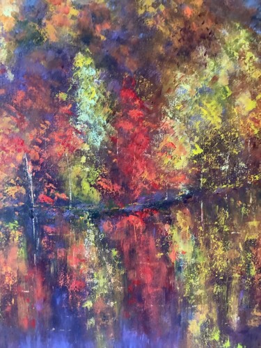 Painting titled "Rive d’automne" by Anne Vignau, Original Artwork, Acrylic