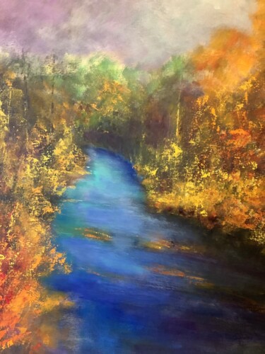 Картина под названием "Cool river" - Anne Vignau, Подлинное произведение искусства, Акрил