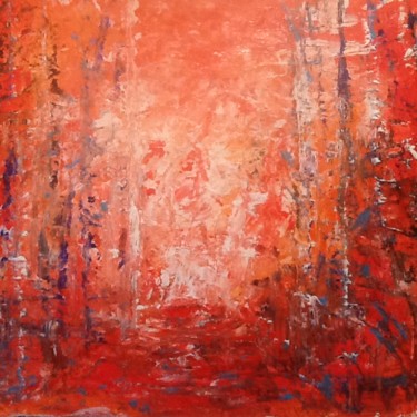 Painting titled "Red autumn" by Anne Vignau, Original Artwork, Acrylic