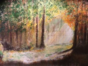 Painting titled "Forêt d'automne" by Anne Vignau, Original Artwork