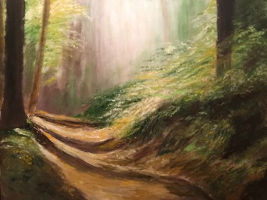 Painting titled "Le chemin creux" by Anne Vignau, Original Artwork