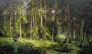 Картина под названием "Лес / The Forest" - Александр Смирнов, Подлинное произведение искусства, Масло