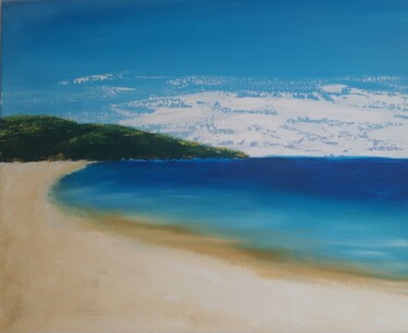 Painting titled "Want to the sea" by Anna Denisova, Original Artwork, Acrylic Mounted on Wood Stretcher frame