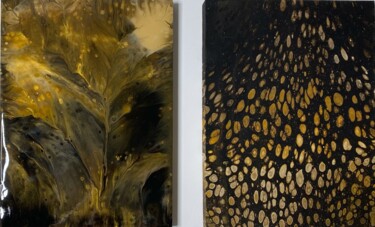 Schilderij getiteld "Diptych "Gold pen a…" door Valeriya Avtukhova, Origineel Kunstwerk, Acryl Gemonteerd op Frame voor hout…