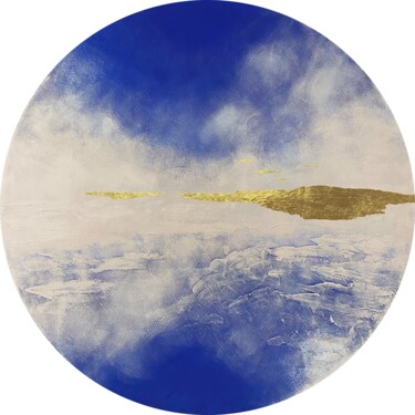 Painting titled "SKY FROM THE AIRPLA…" by Valeriya Avtukhova, Original Artwork, Acrylic Mounted on Wood Stretcher frame