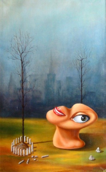 Painting titled "To Plant a Tree. По…" by Vladimir Abaimov, Original Artwork, Oil