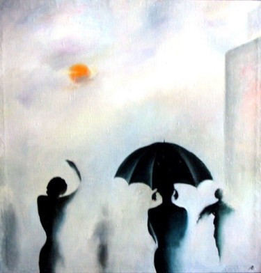 Painting titled "The Walk in a Mist…" by Vladimir Abaimov, Original Artwork, Oil