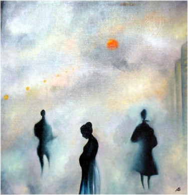 Painting titled "The Walk in a Mist…" by Vladimir Abaimov, Original Artwork, Oil