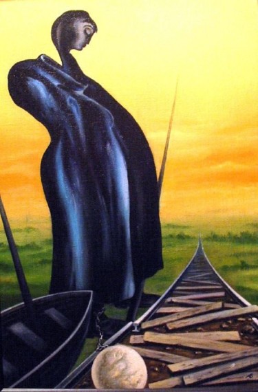 Painting titled "The Switchman. Стре…" by Vladimir Abaimov, Original Artwork, Oil