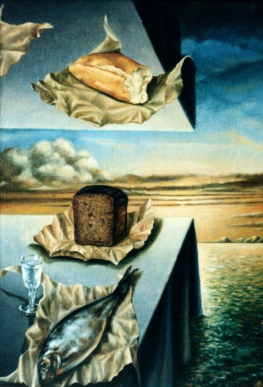Картина под названием "Quietly sit on the…" - Владимир Абаимов, Подлинное произведение искусства, Масло