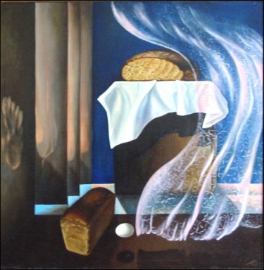 Schilderij getiteld "Eveninig Bread. Веч…" door Vladimir Abaimov, Origineel Kunstwerk, Olie
