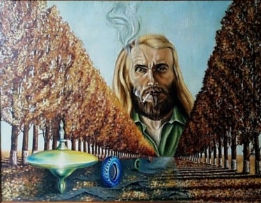 Malarstwo zatytułowany „The Wheels. Колеса” autorstwa Владимир Абаимов, Oryginalna praca, Olej