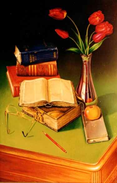Schilderij getiteld "Still-life with the…" door Vladimir Abaimov, Origineel Kunstwerk, Olie