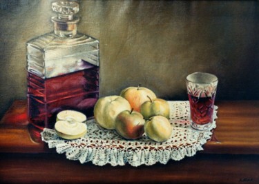 Painting titled "Still-life with Win…" by Vladimir Abaimov, Original Artwork, Oil