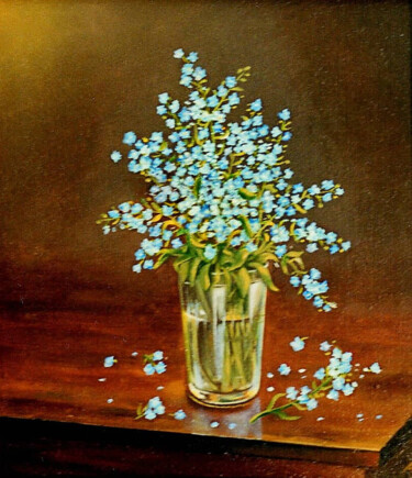 Painting titled "The Forget-Me-Not i…" by Vladimir Abaimov, Original Artwork, Oil