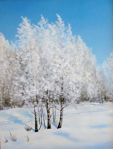 Malerei mit dem Titel "Winter in Talmenka…" von Vladimir Abaimov, Original-Kunstwerk, Öl