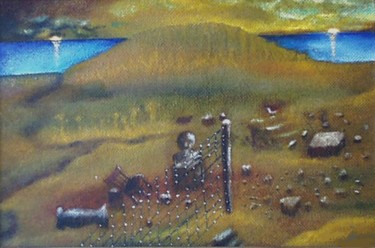 Картина под названием "Two Sunsets in the…" - Владимир Абаимов, Подлинное произведение искусства, Масло