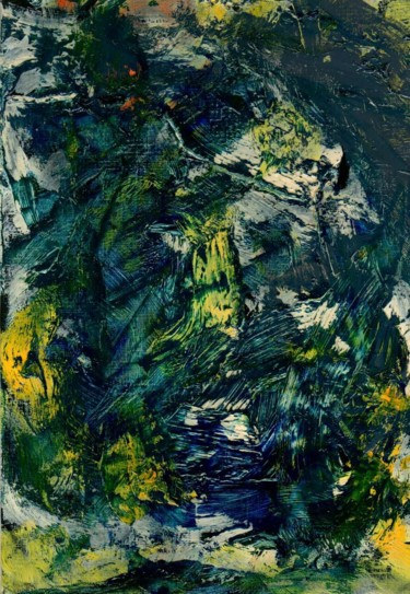 Painting titled "Mountain Stream. Го…" by Vladimir Abaimov, Original Artwork, Oil