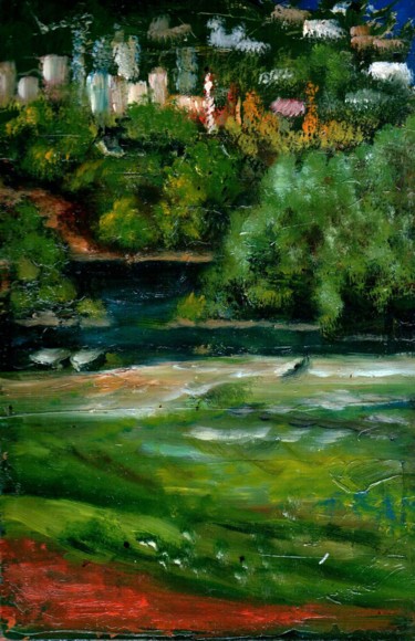Pintura titulada "Green Landscape. Зе…" por Vladimir Abaimov, Obra de arte original, Oleo