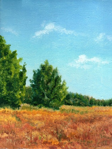 Painting titled "Among the Fields. A…" by Vladimir Abaimov, Original Artwork, Oil