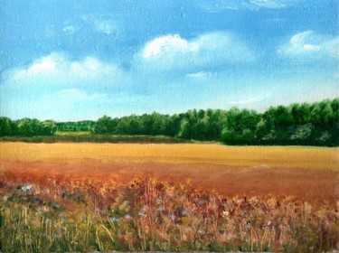 Картина под названием "Among the Fields. A…" - Владимир Абаимов, Подлинное произведение искусства, Масло
