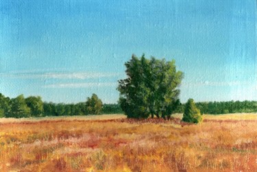 Painting titled "Among the Fields. A…" by Vladimir Abaimov, Original Artwork, Oil