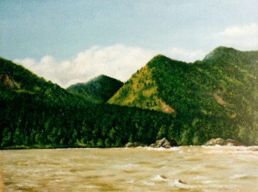 Schilderij getiteld "Mountain Altai. Kat…" door Vladimir Abaimov, Origineel Kunstwerk, Olie