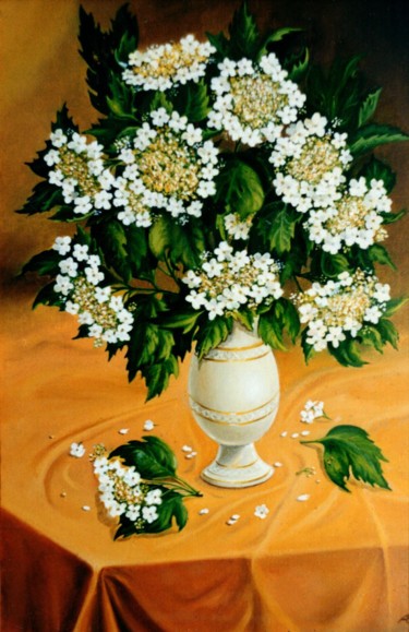 Painting titled "The White Snowball…" by Vladimir Abaimov, Original Artwork, Oil