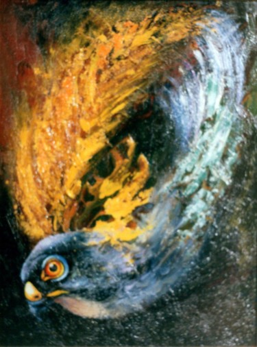 Peinture intitulée "The Hawk. Ястреб" par Vladimir Abaimov, Œuvre d'art originale, Huile