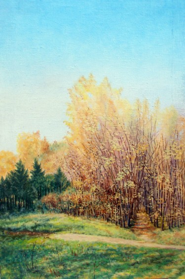 Painting titled "Early autumn. 9 am.…" by Vladimir Abaimov, Original Artwork, Oil