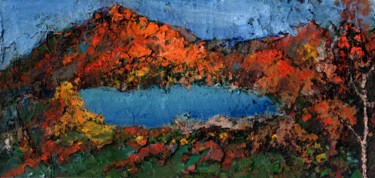 Painting titled "The Golden Mountain…" by Vladimir Abaimov, Original Artwork, Oil