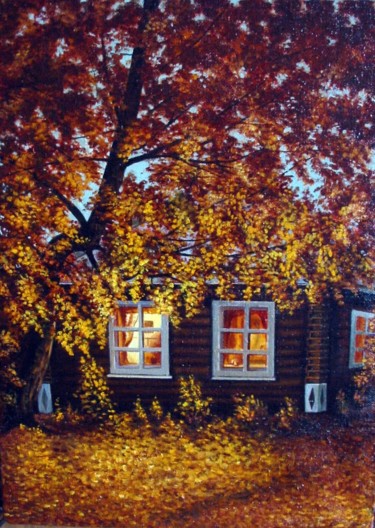 Pittura intitolato "One autumn Evening……" da Vladimir Abaimov, Opera d'arte originale, Olio