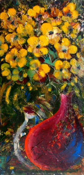 Painting titled "Yellow Flowers. Жел…" by Vladimir Abaimov, Original Artwork, Oil