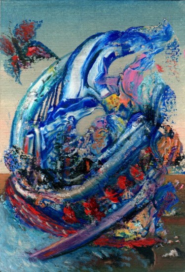 Malerei mit dem Titel "Metal Guru T.Rex" von Vladimir Abaimov, Original-Kunstwerk, Öl