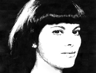 Рисунок под названием "Mireille Mathieu 2.…" - Владимир Абаимов, Подлинное произведение искусства, Чернила